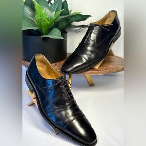John W. Nordstrom Black Italian Leather Cap-Toe Oxfords - Sz 9